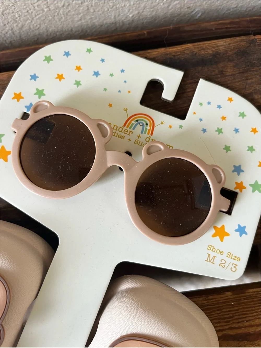 Wonder + Dream Bear Slides & Sunglasses Set Toddler M 2/3 NWT